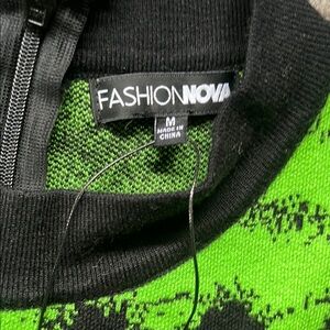 Fashion Nova Vibrant Green and Black Knit Top